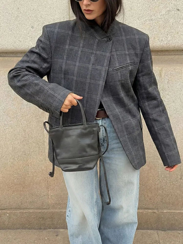 Blazer a quadri con collo rialzato Aurelia