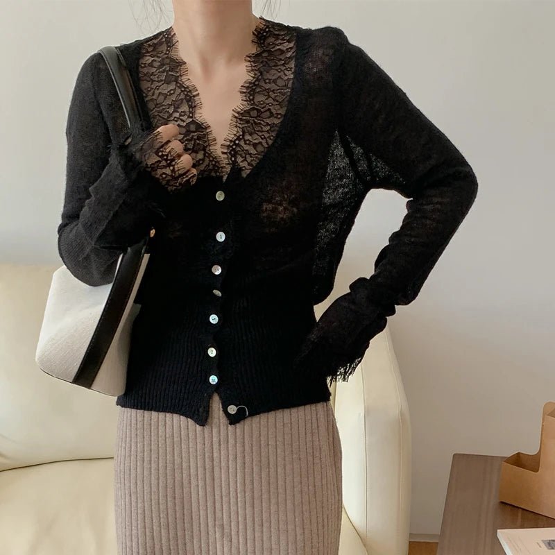 Cardigan in pizzo lavorato a maglia Aurelie