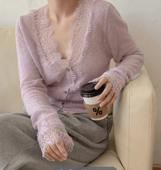 Cardigan in pizzo lavorato a maglia Aurelie