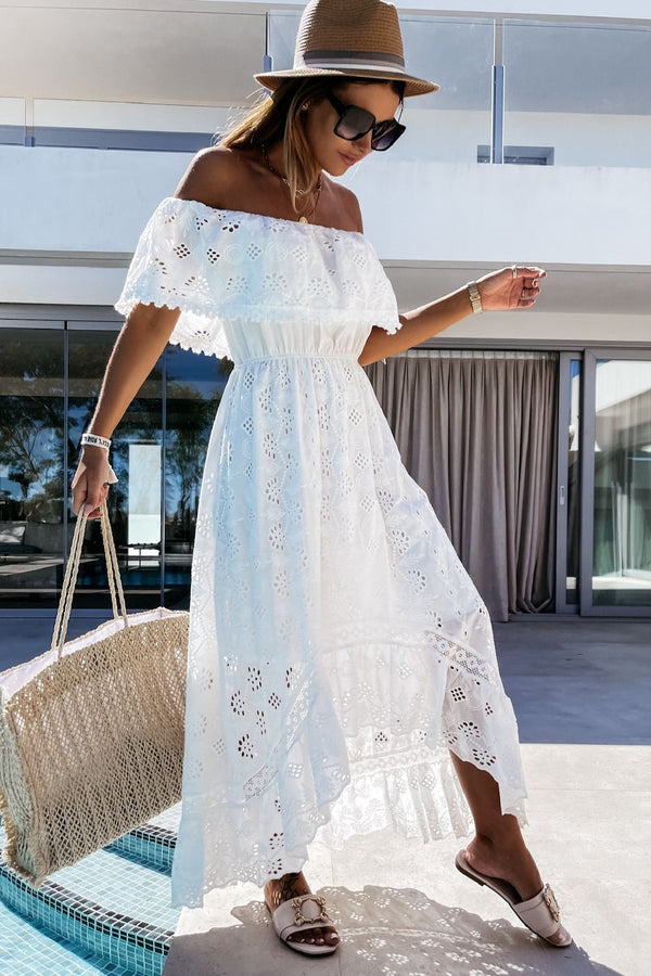 Abito lungo Aurore boho con spalle scoperte