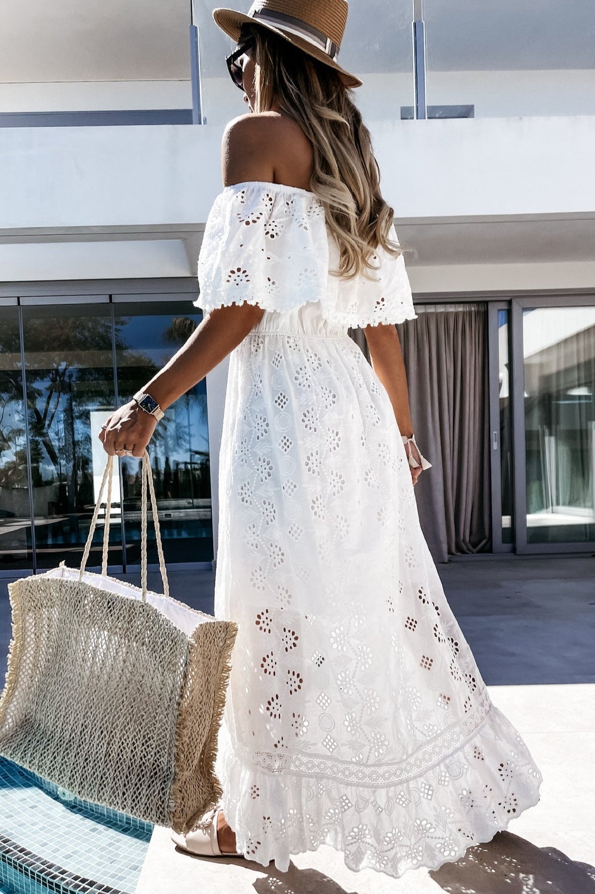 Abito lungo Aurore boho con spalle scoperte