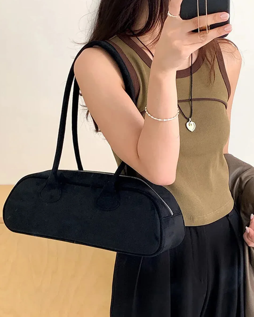 Borsa in pelle scamosciata vegana Aveline