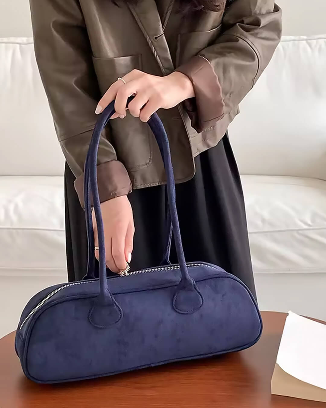 Borsa in pelle scamosciata vegana Aveline