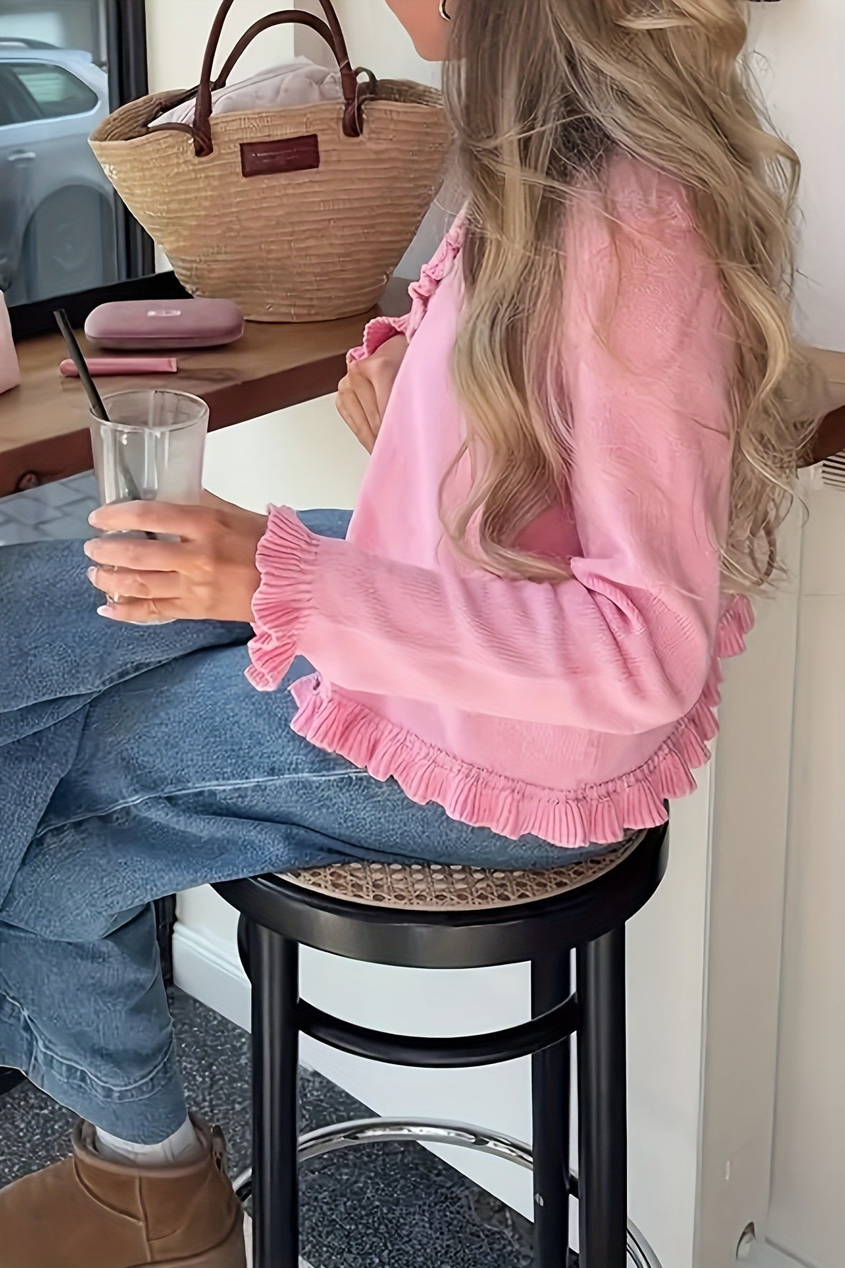 Cardigan in maglia con volant Ayla