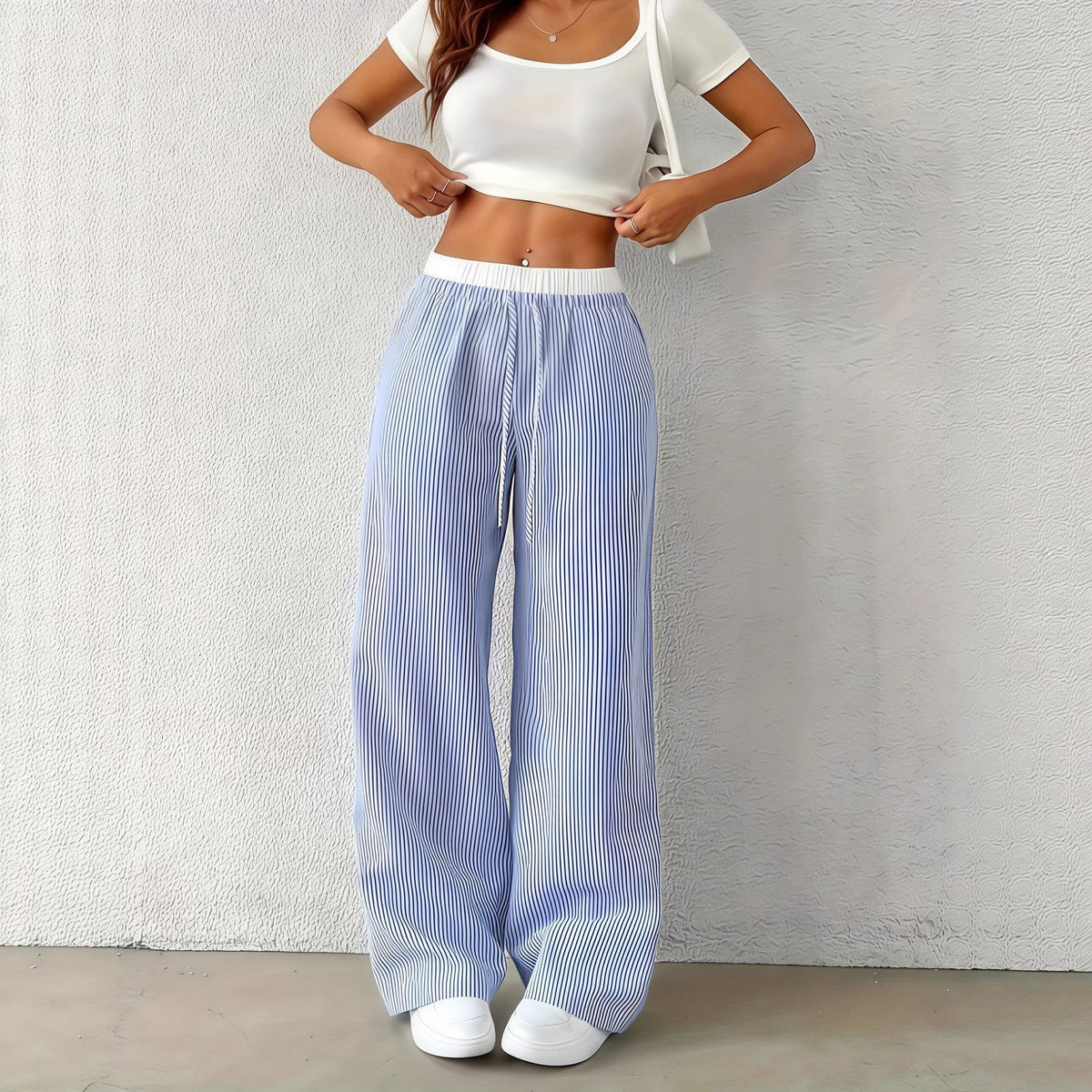 Pantaloni casual dritti Beatrice a righe