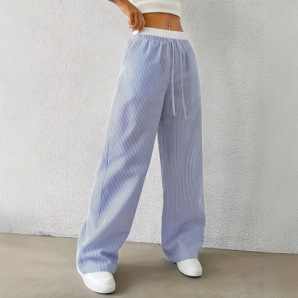 Pantaloni casual dritti Beatrice a righe