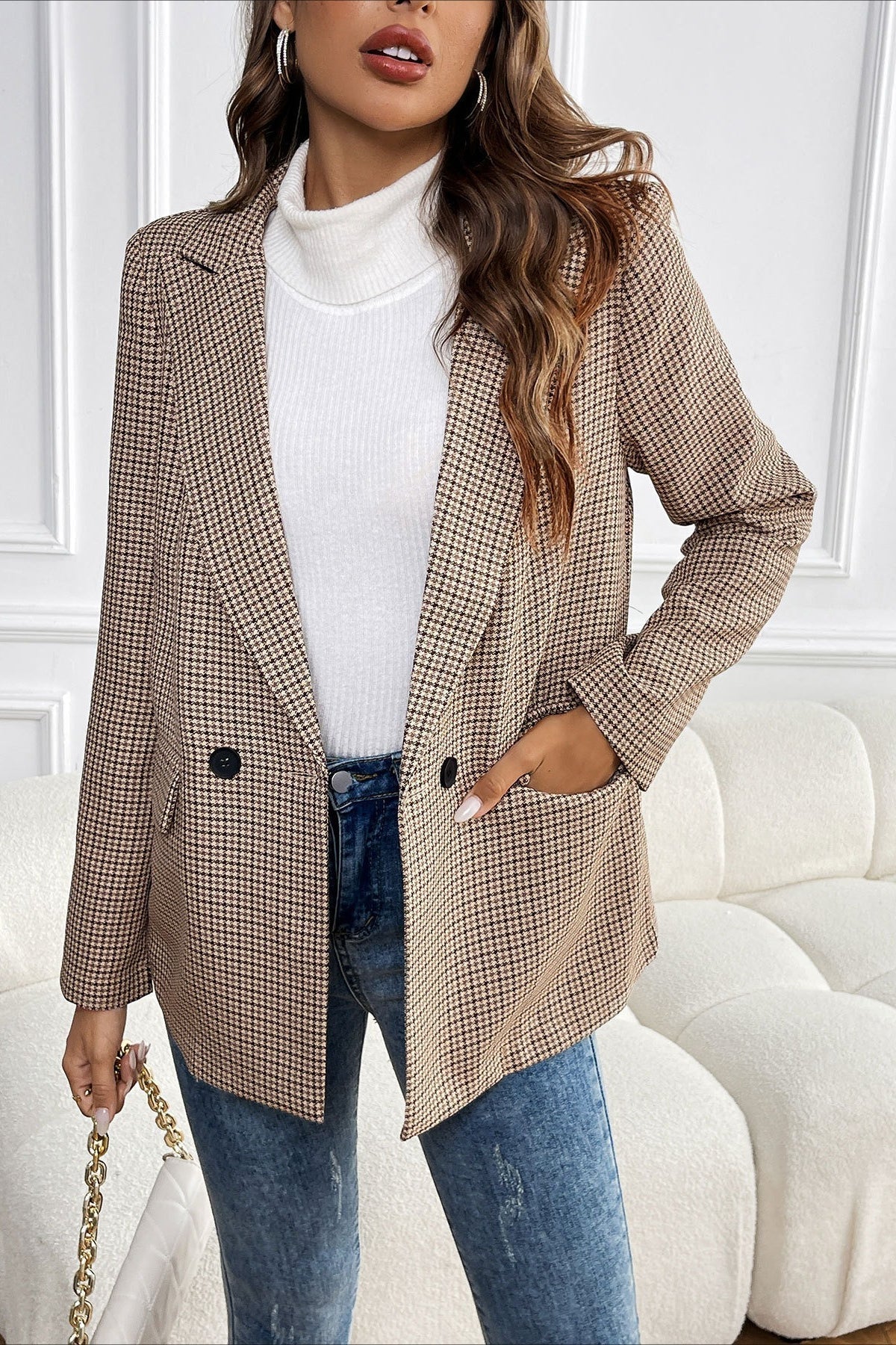 Blazer Beatrice vintage pied-de-poule