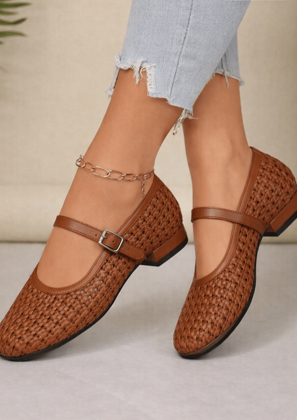 Ballerine Mary Jane in rete intrecciata Beatrice