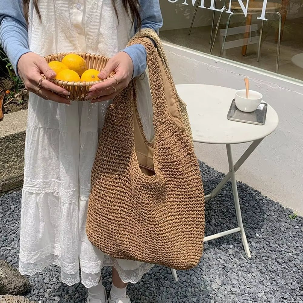 Borsa tote in rattan intrecciato Beatrice