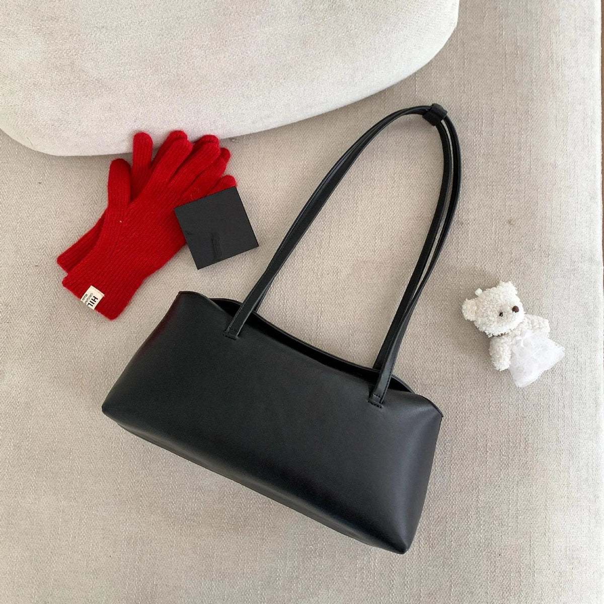 Borsa tote a spalla effetto trapuntato Bianca