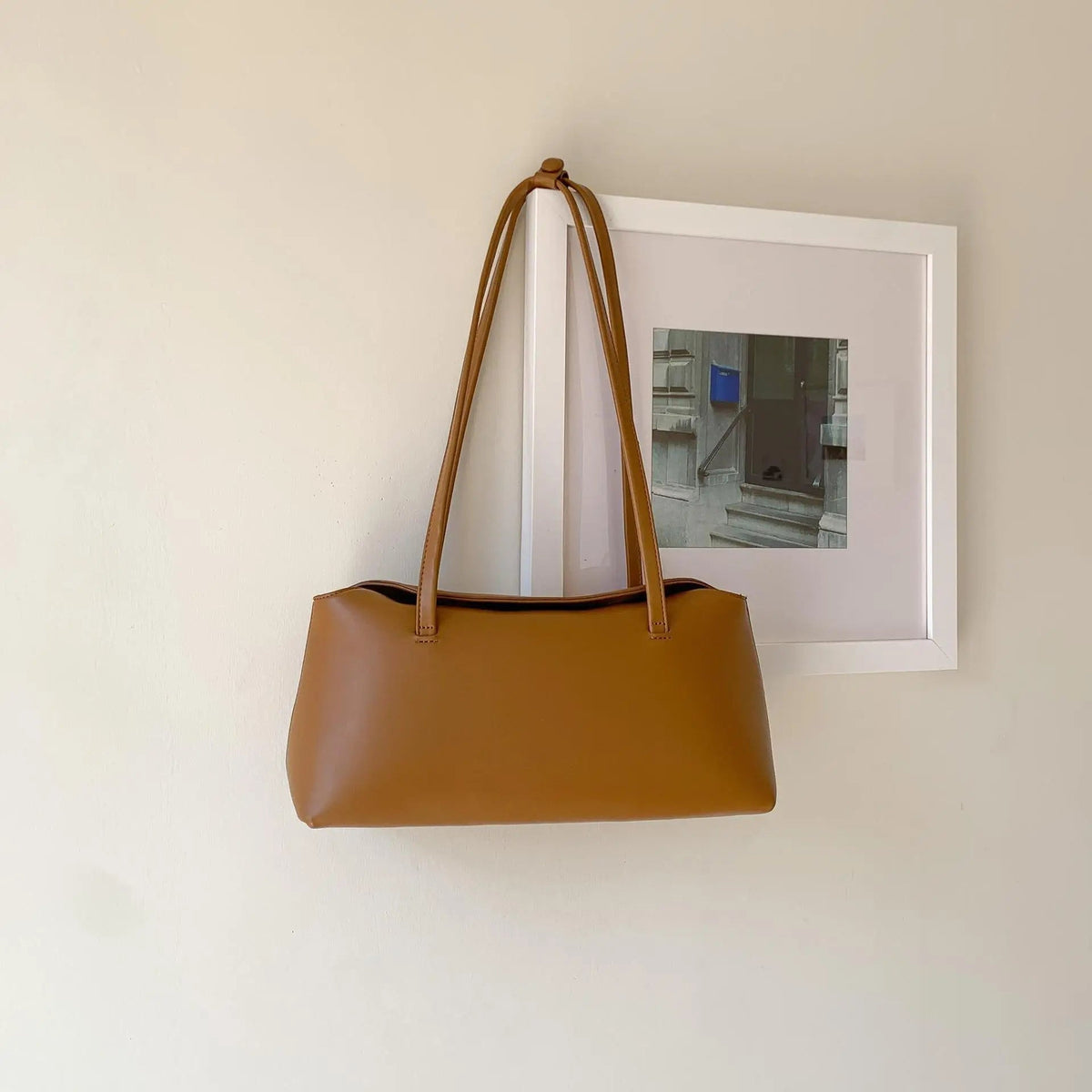 Borsa tote a spalla effetto trapuntato Bianca