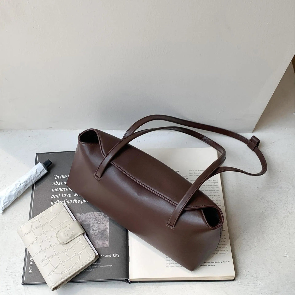 Borsa tote a spalla effetto trapuntato Bianca