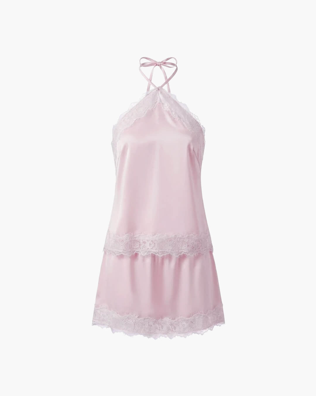 Completo in due pezzi di raso con scollo all'americana Bianca
