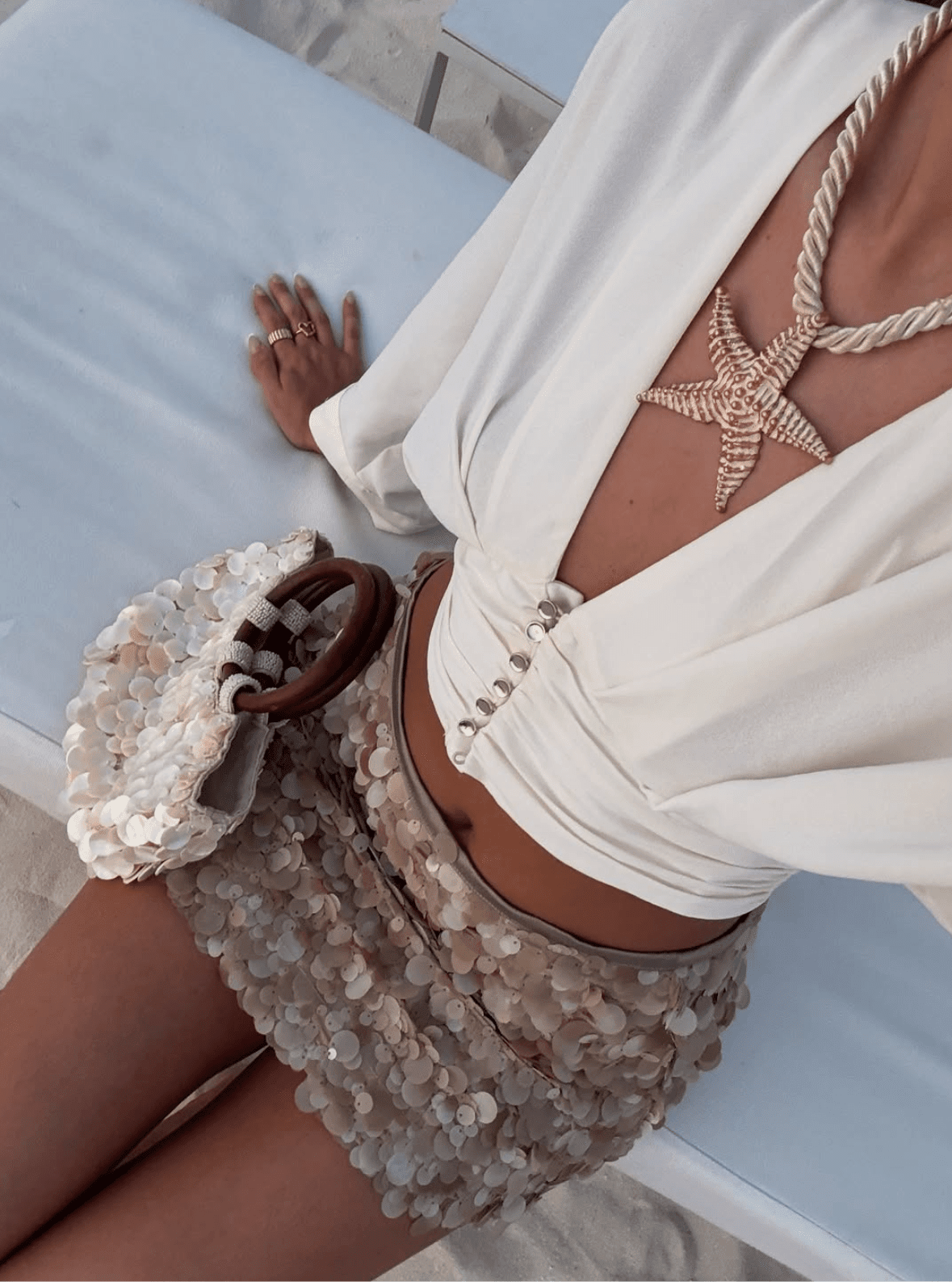 Minigonna con paillettes Bianca