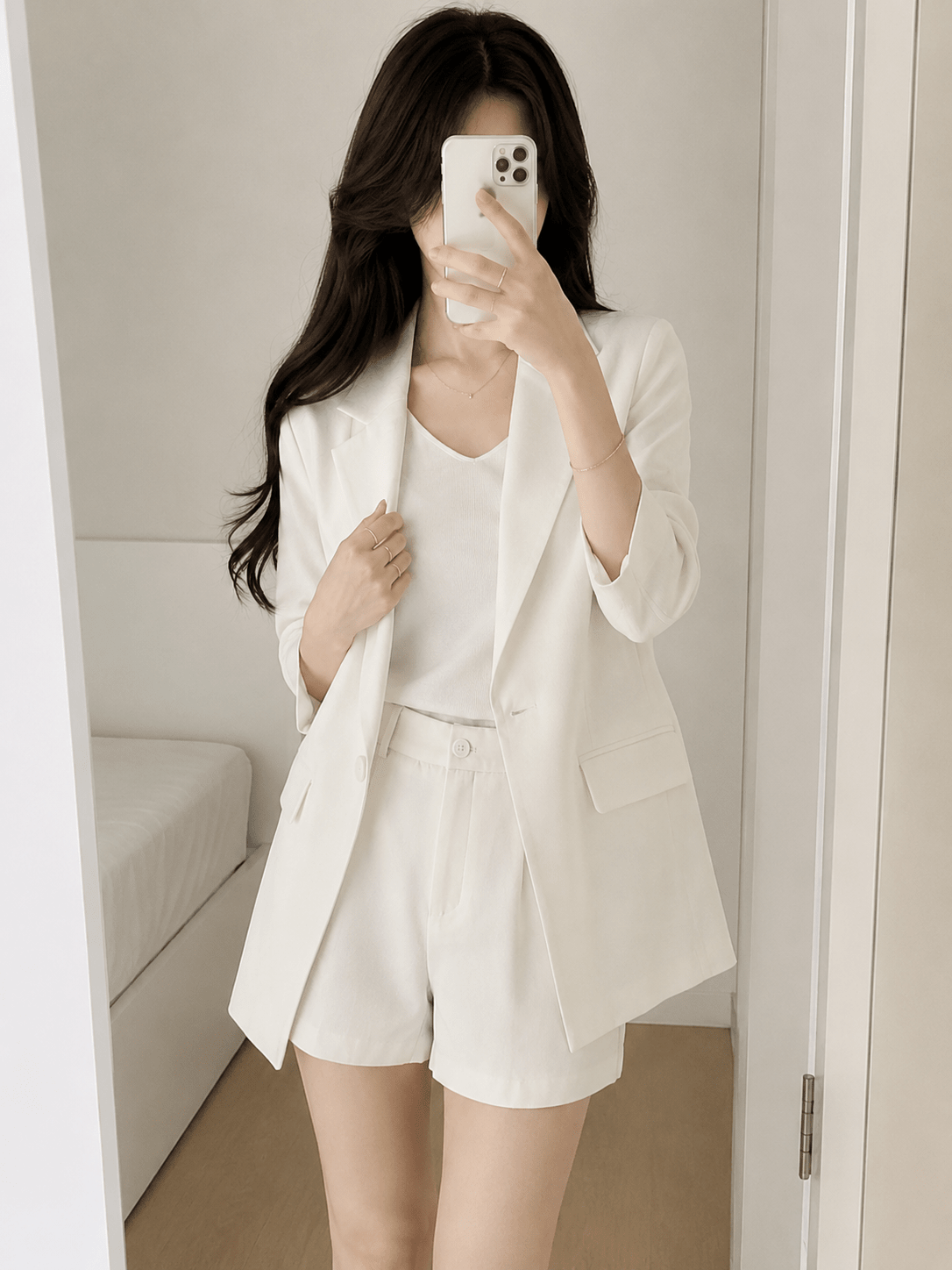 Completo blazer a maniche corte Bianca