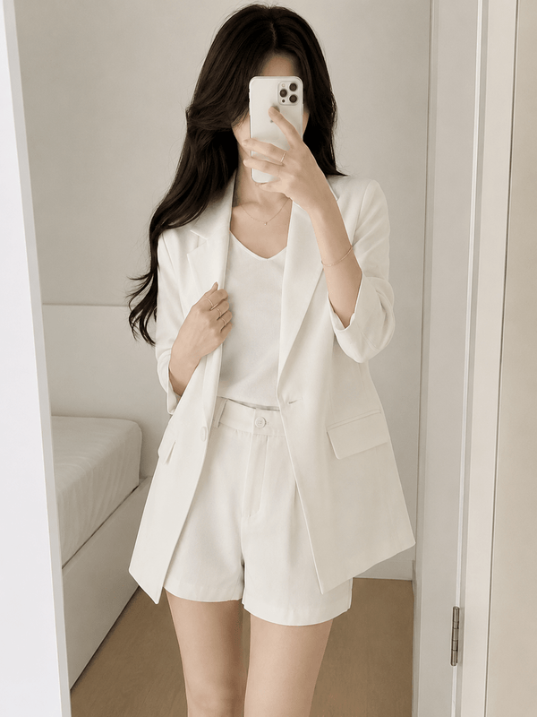 Completo blazer a maniche corte Bianca