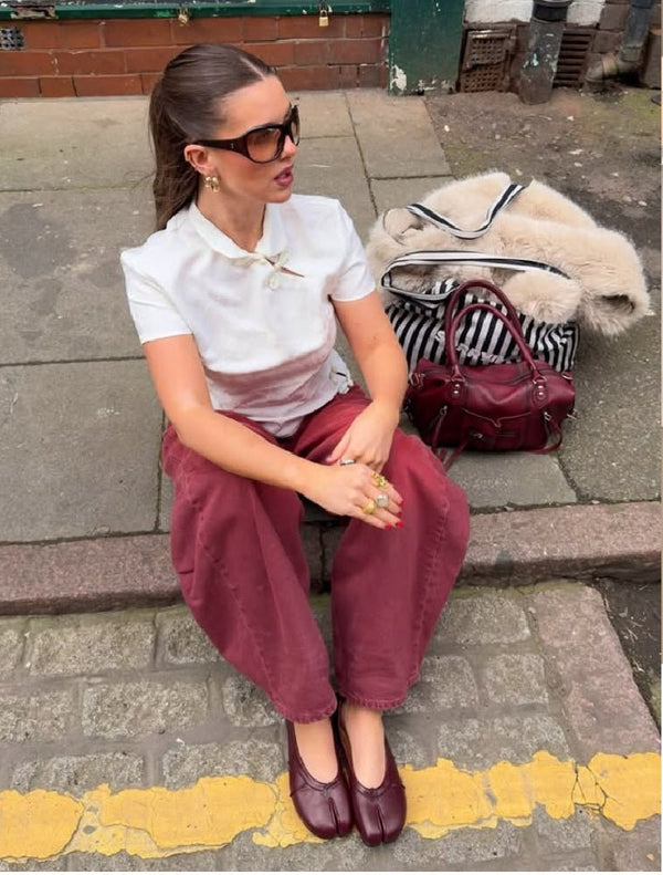 Mules in pelle con punta divisa Bianca