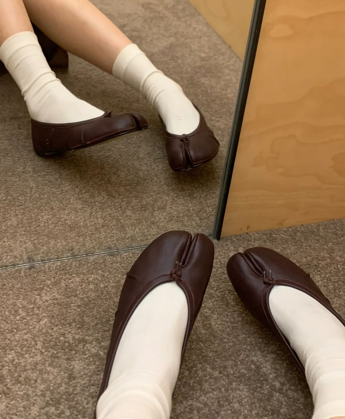 Mules in pelle con punta divisa Bianca
