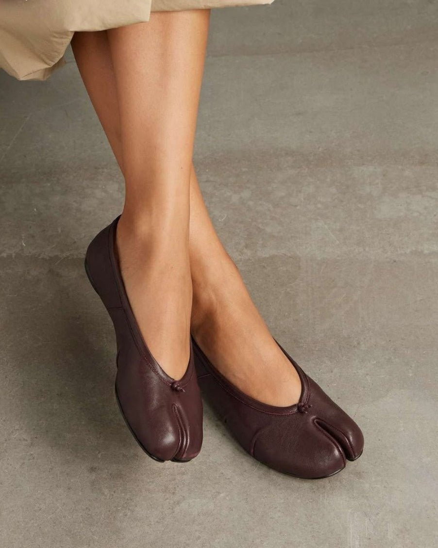 Mules in pelle con punta divisa Bianca