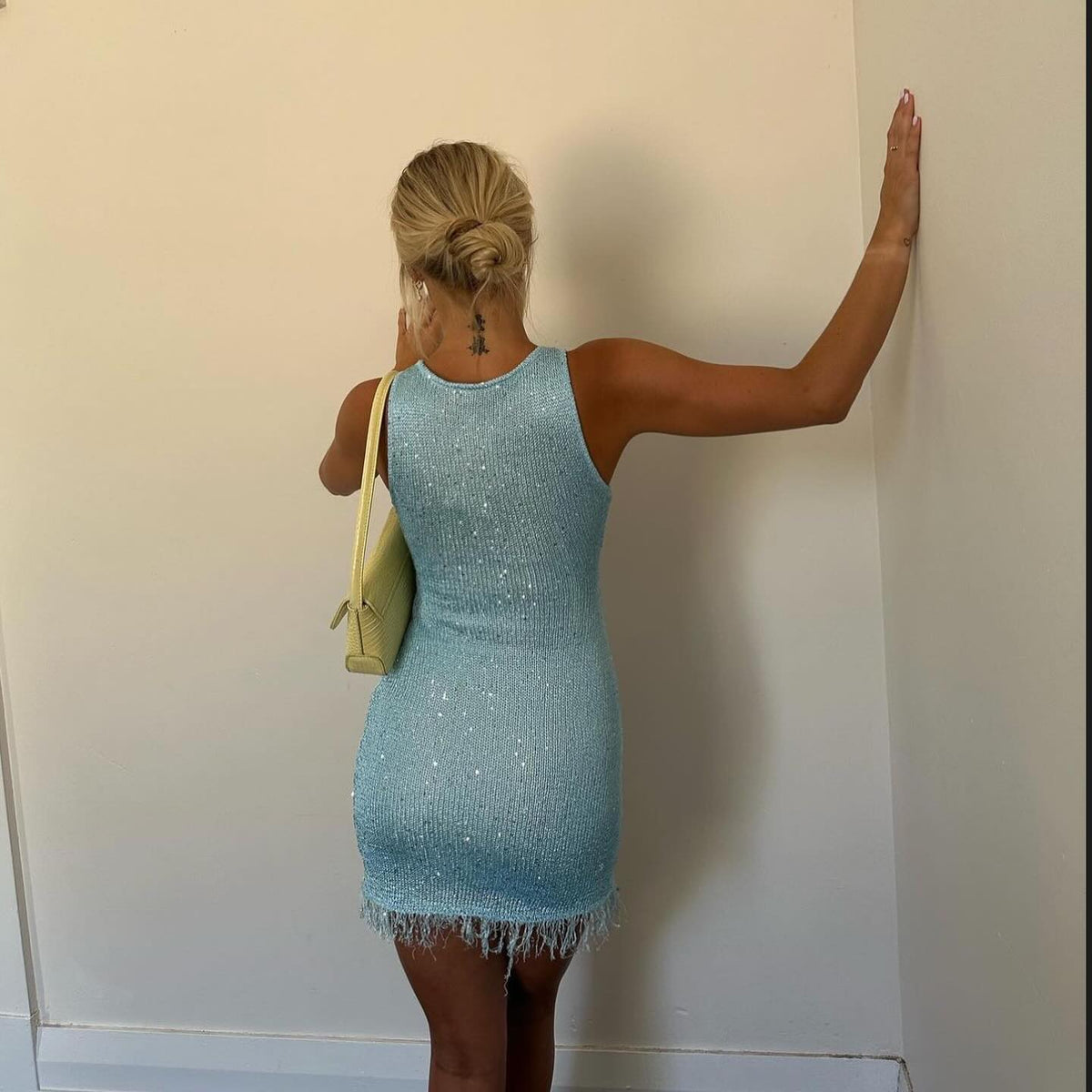 Vestito corto con nappe Bianca