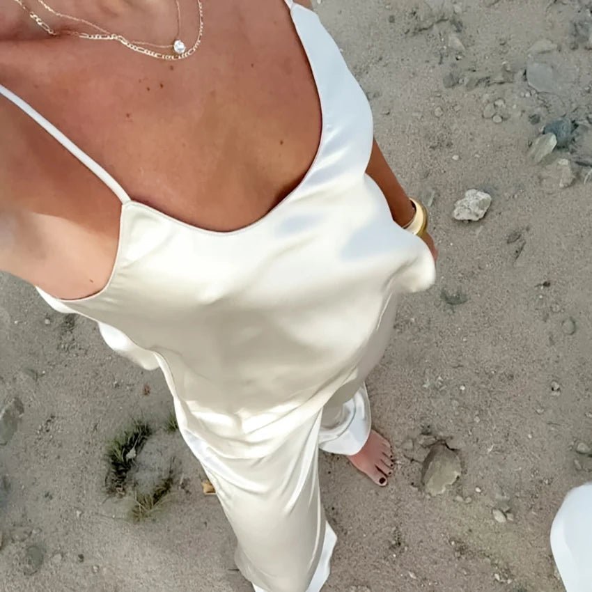 Completo in raso a due pezzi Bianca