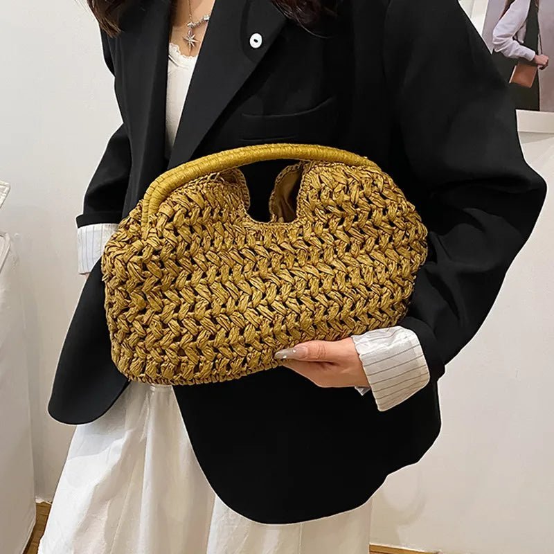 Borsa tote in rattan intrecciato Bianca