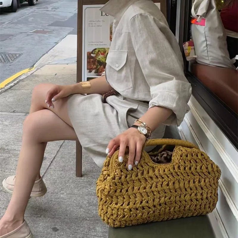 Borsa tote in rattan intrecciato Bianca