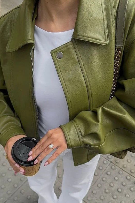Giacca Bilge vintage verde in similpelle