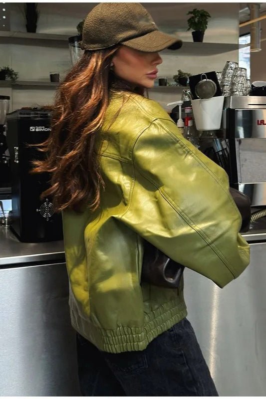 Giacca Bilge vintage verde in similpelle