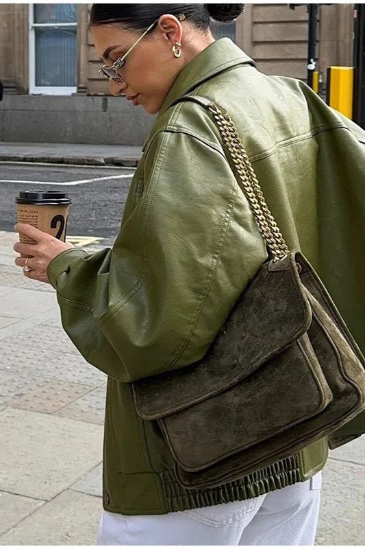Giacca Bilge vintage verde in similpelle
