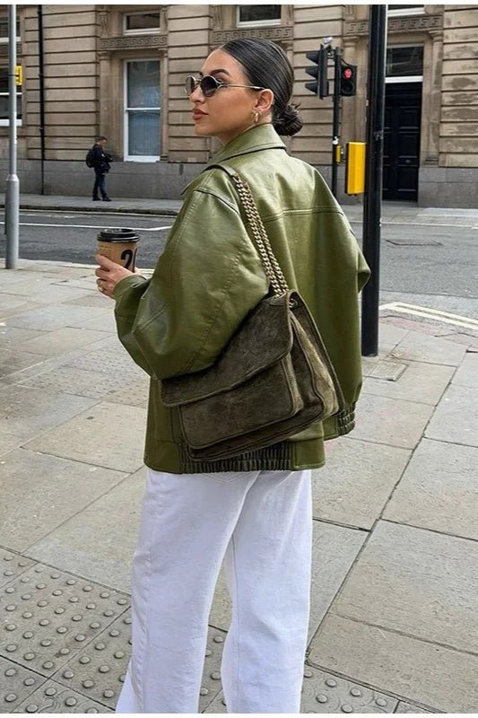 Giacca Bilge vintage verde in similpelle
