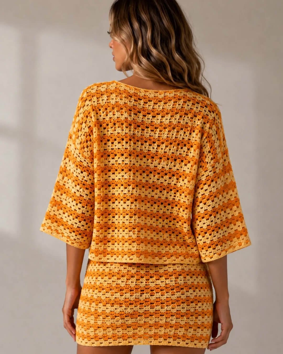 Completo bikini in maglia a blocchi di colore con cappotto Bree