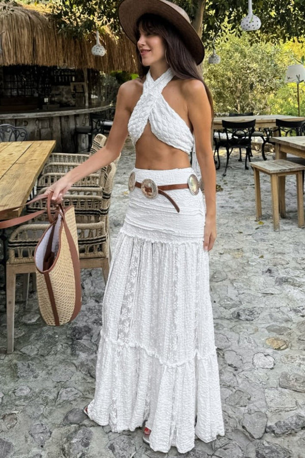 Brianna Lace Tiered Maxi Skirt
