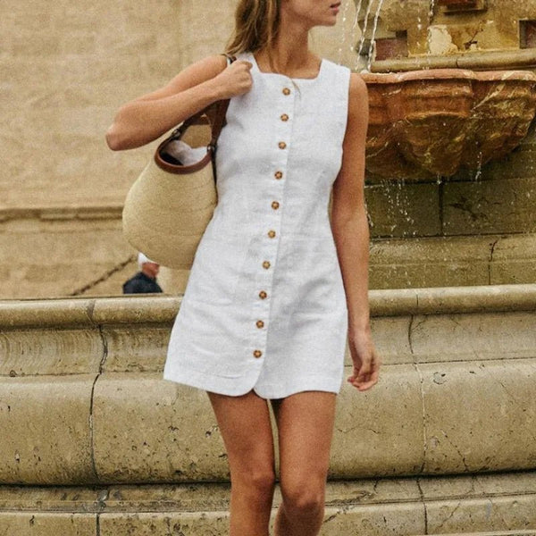 Briar Linen Square Neck Summer Dress