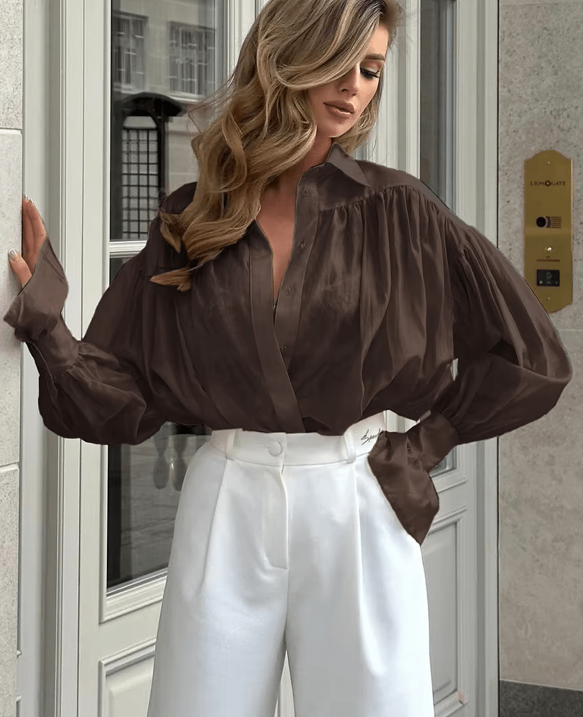 Camicia trasparente con bottoni Brielle