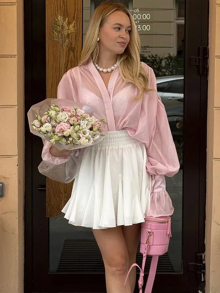 Camicia trasparente con bottoni Brielle