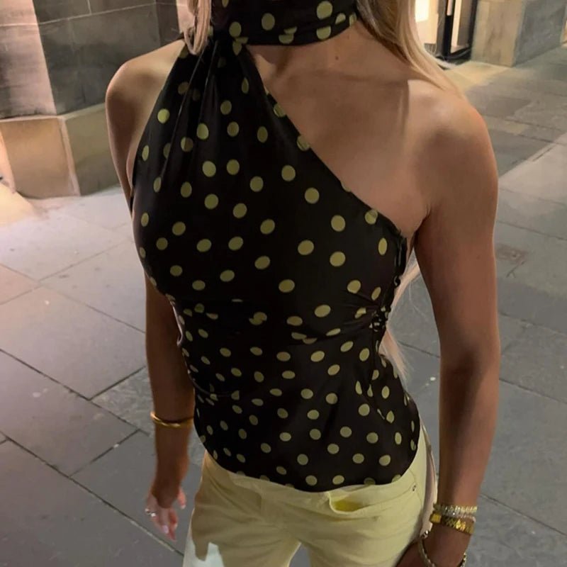 Blusa con scollo all'americana a pois Brielle
