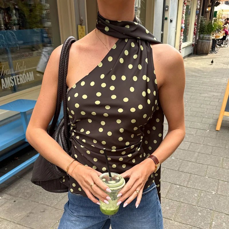Blusa con scollo all'americana a pois Brielle