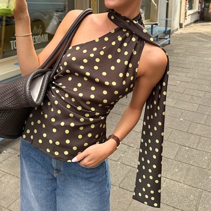 Blusa con scollo all'americana a pois Brielle