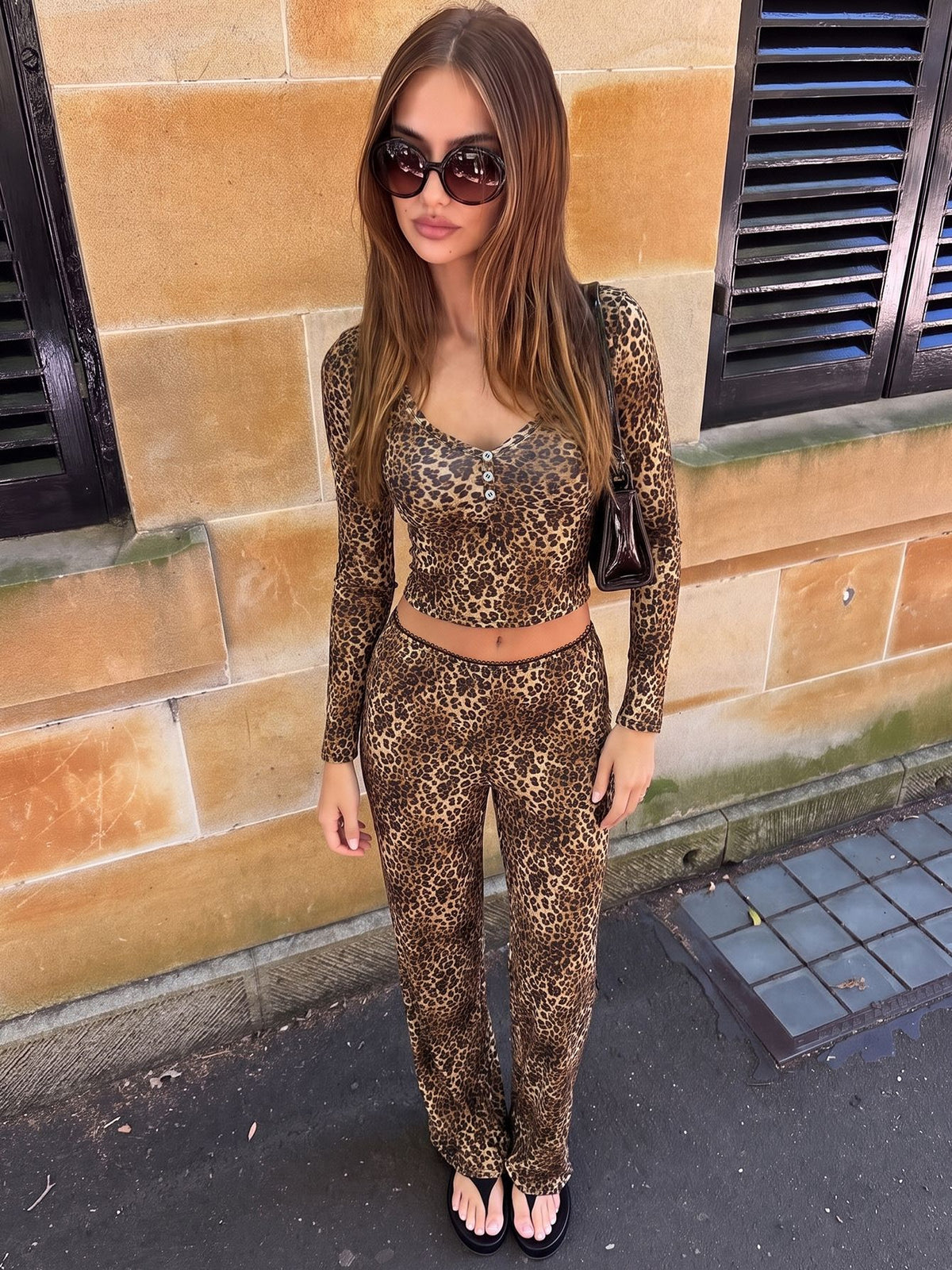 Completo top e pantaloni leopardati Jade