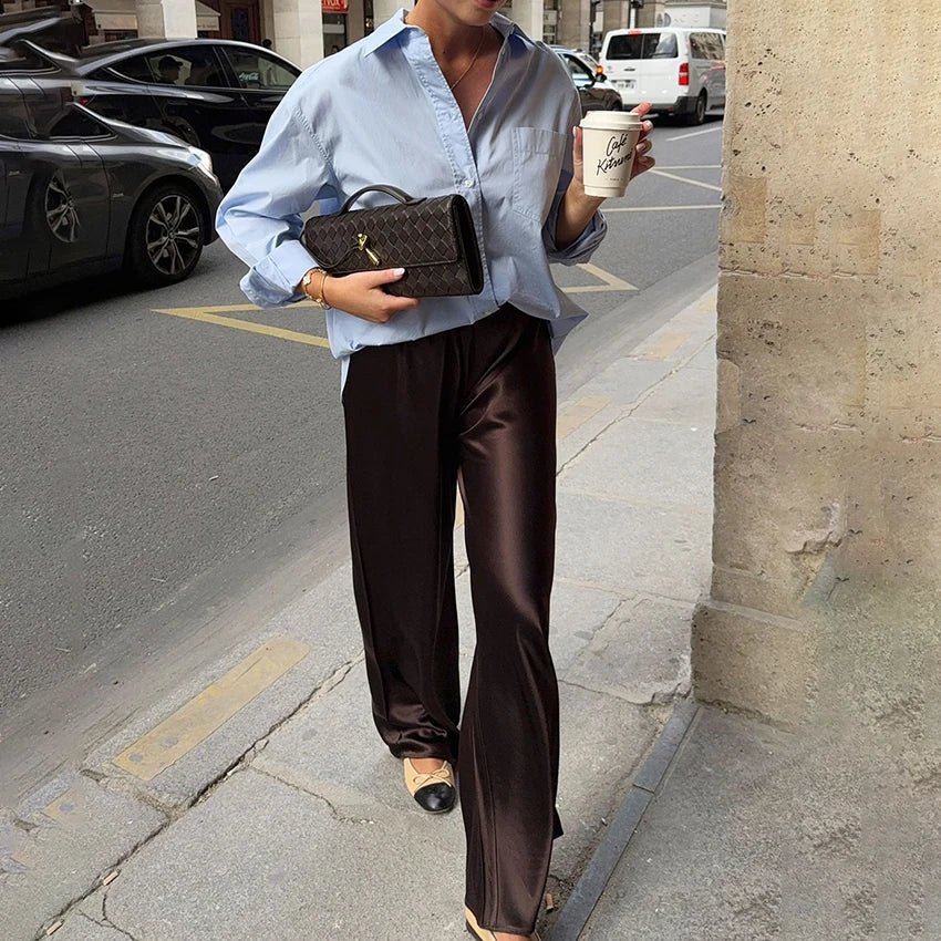Cameron Satin Flare Leg Pants