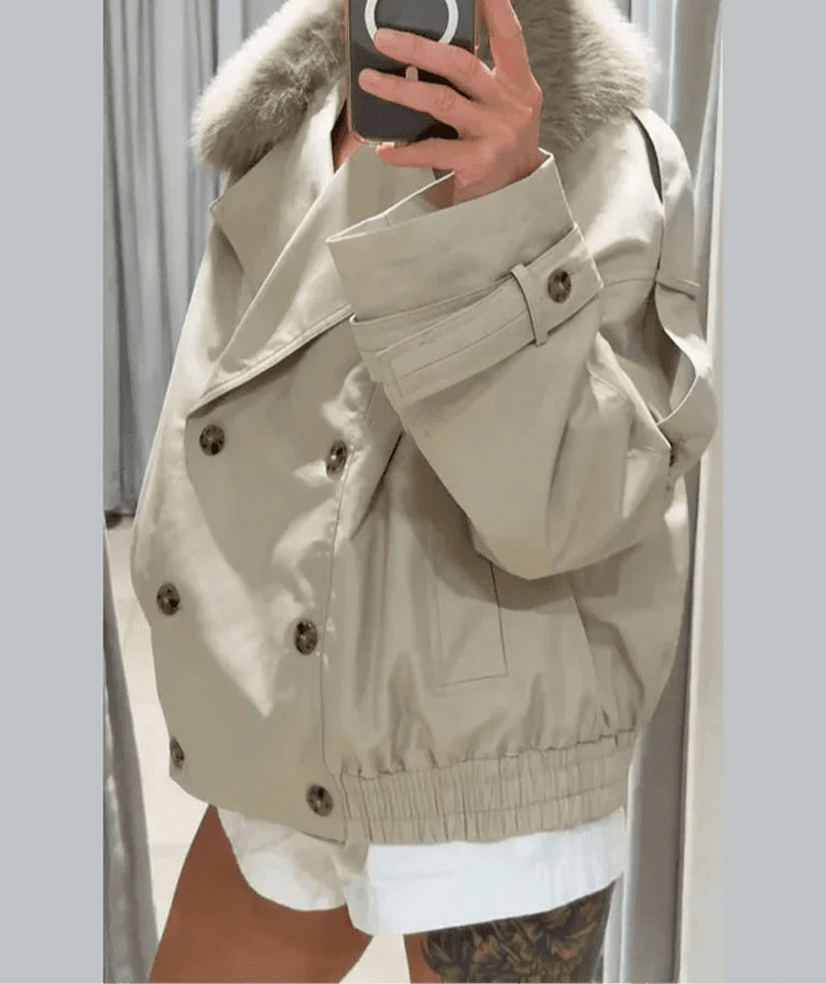 Trench coat Camille con pelliccia sintetica