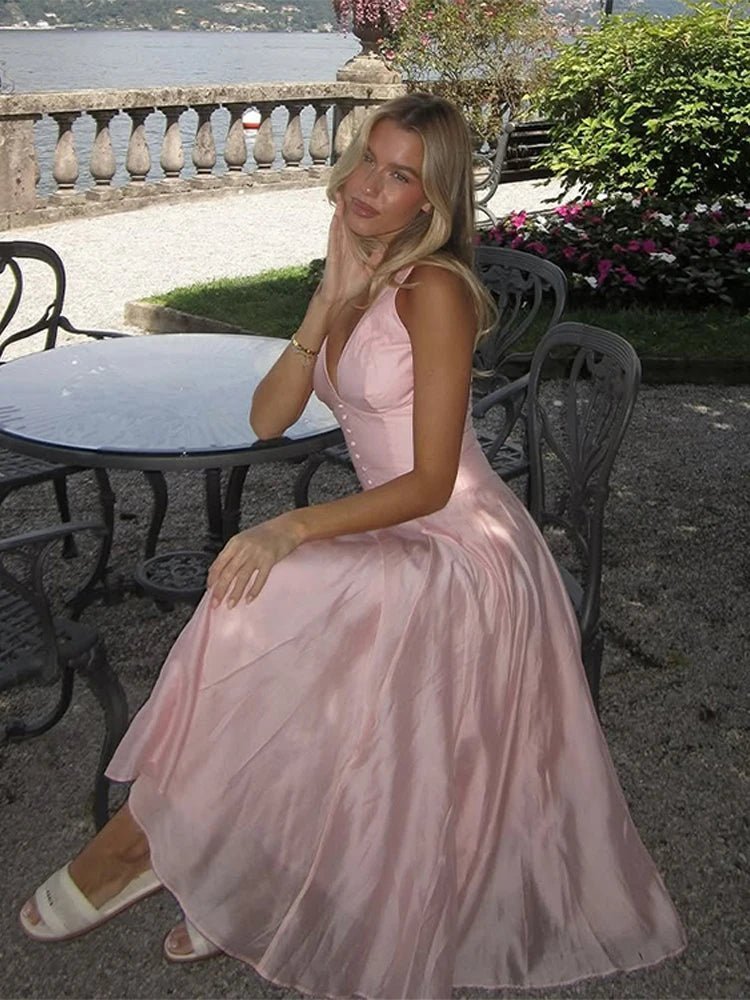 Abito midi Candice senza maniche con scollo a V