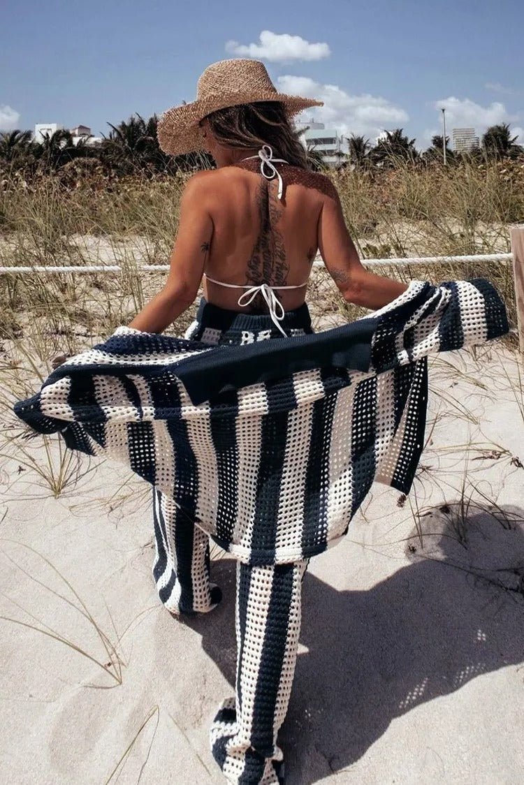 Completo coordinato all’uncinetto a righe Carmen