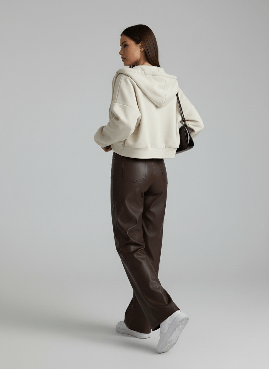 Pantaloni classici in pelle Cassy