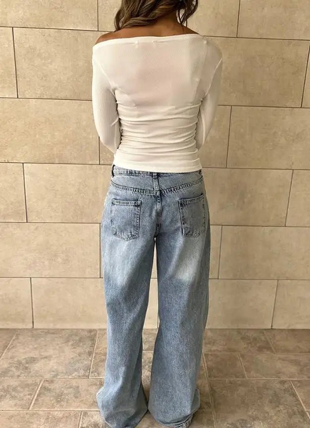 Top a maniche lunghe con spalle scoperte Cassy