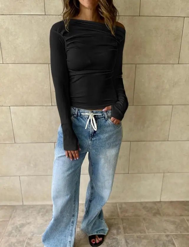 Top a maniche lunghe con spalle scoperte Cassy