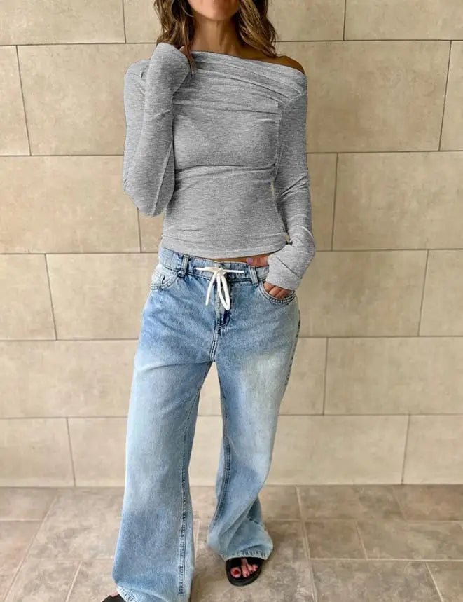 Top a maniche lunghe con spalle scoperte Cassy