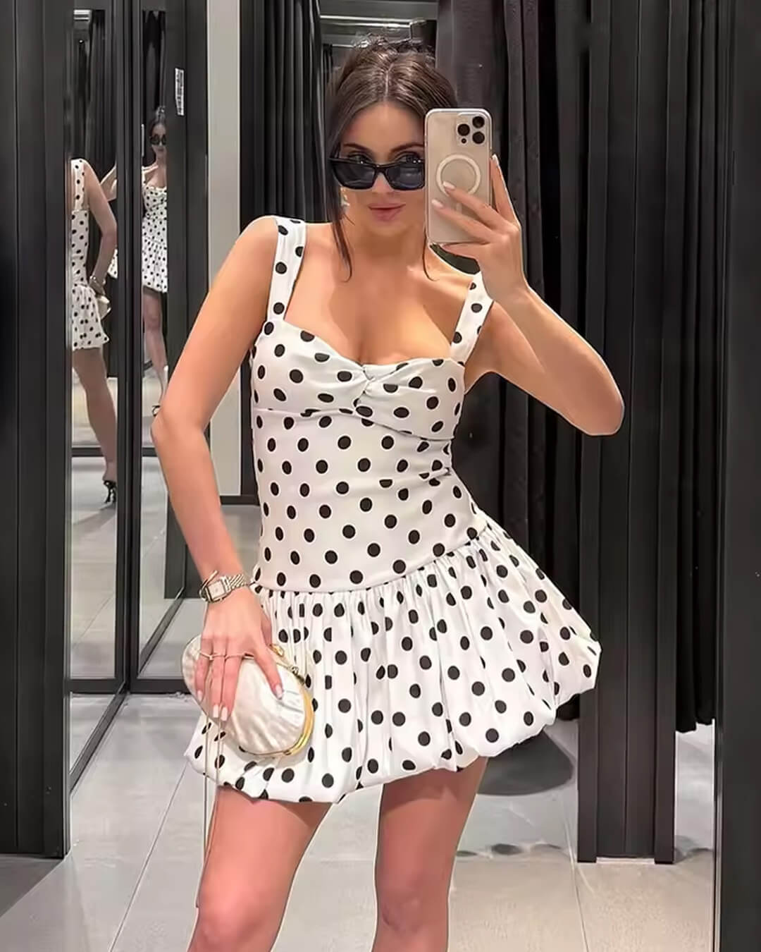 Miniabito a palloncino a pois Cassy