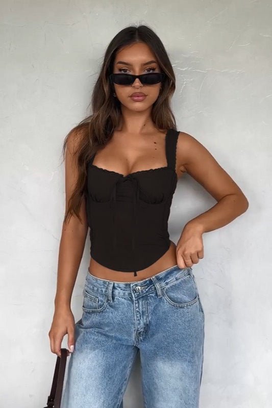 Top con spalline e bordi in pizzo Celeste